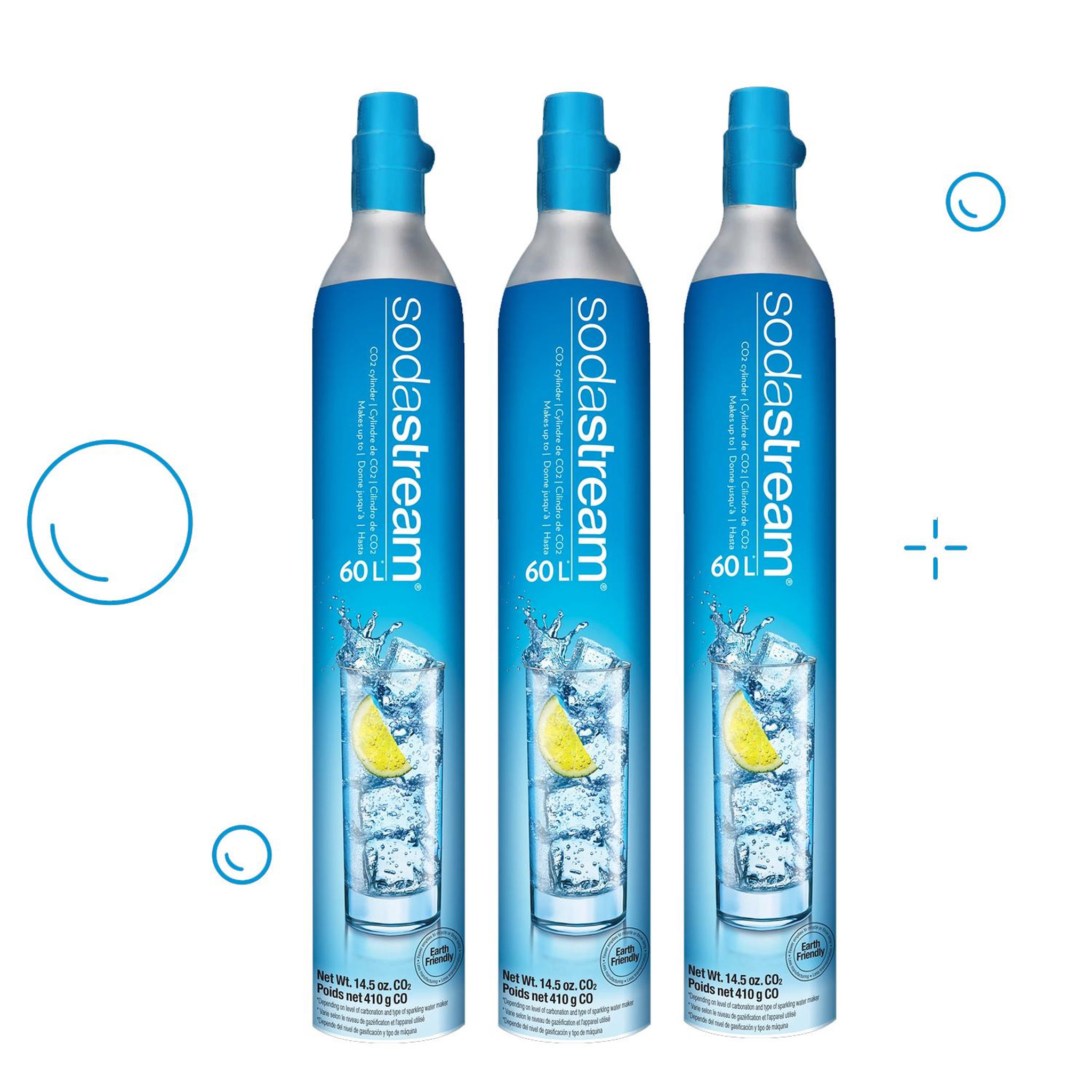 SODASTREAM Lot de 3 cylindres de recharge de gaz co2 60l pour machine à gazéifier - 3 X CYLINDRE GAZ