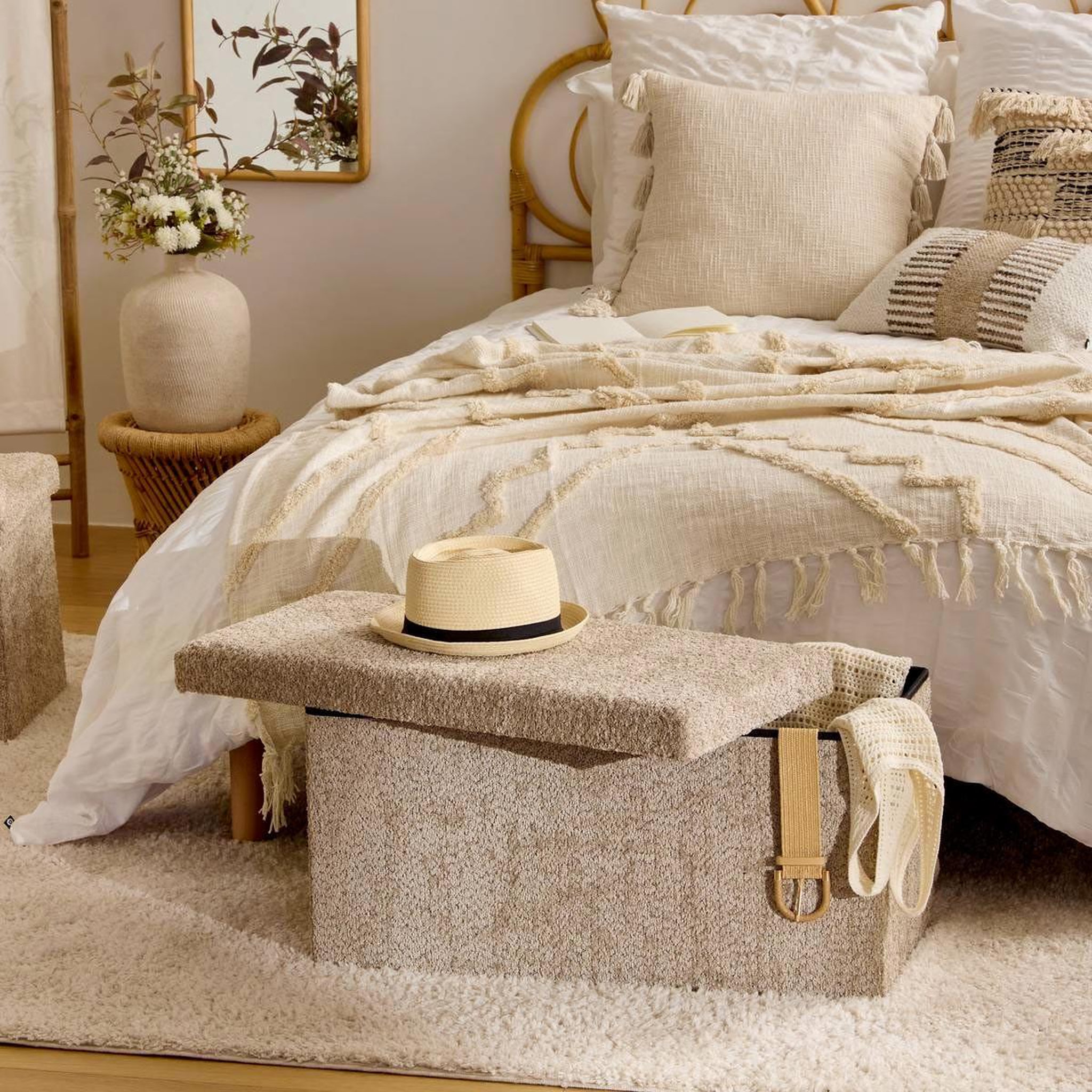 Voir la diapositive 4 : ATMOSPHERA Banc Coffre Pliable  Soana  76cm Taupe