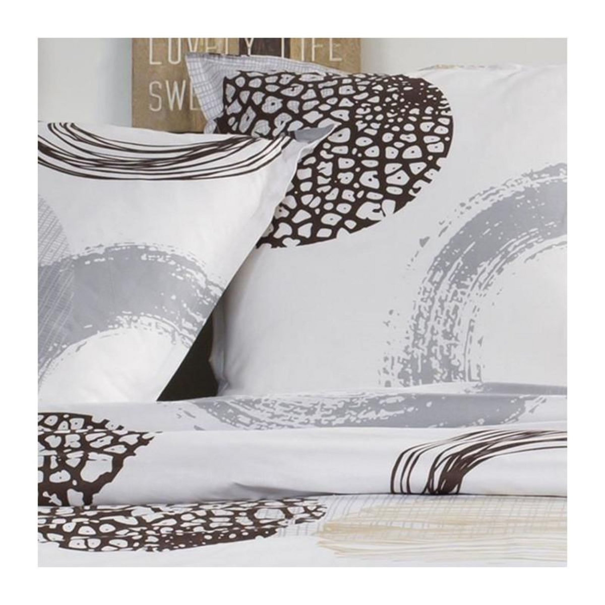 Today TODAY Parure de lit Coton 2 personnes - 200x200 cm - Imprimé Blanc Axel