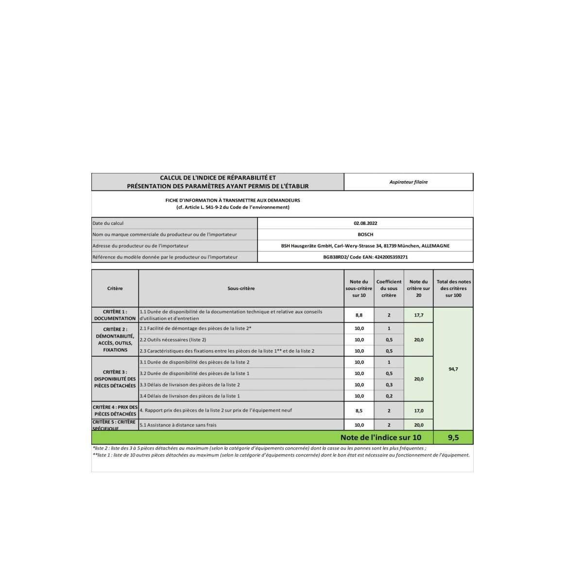 BOSCH Aspirateur traineau 600w 79db rouge - BGB38RD2