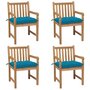 Voir la diapositive 1 : VIDAXL Chaises de jardin lot de 4 avec coussins bleu clair Teck solide