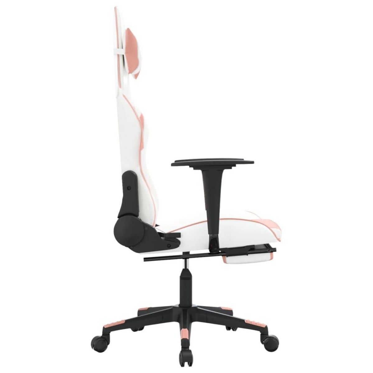 VIDAXL Chaise de jeu avec repose-pied Blanc et rose Similicuir