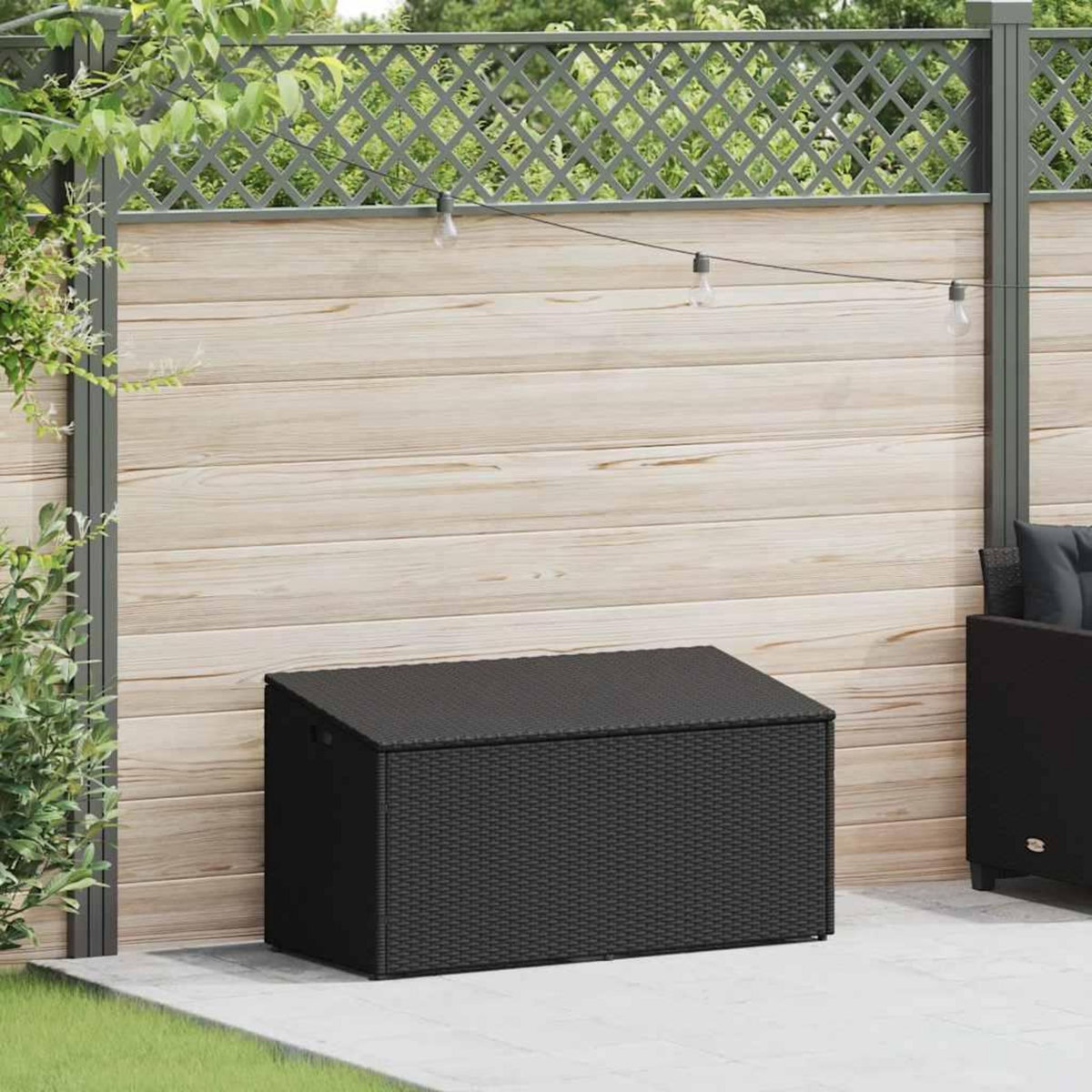 VIDAXL Boîte de rangement de jardin noir 110x50x58 cm resine tressee