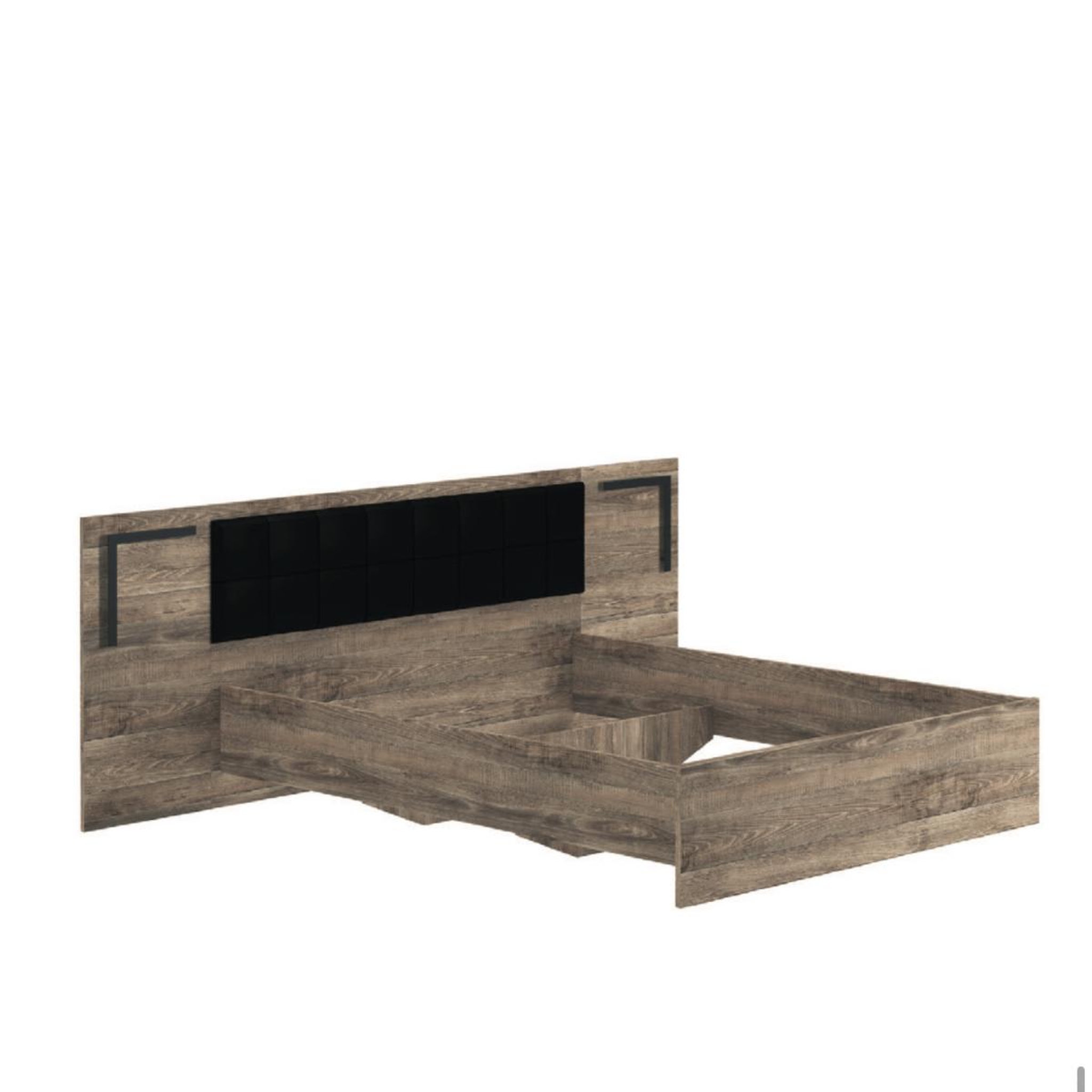 JLC KREATION Lit en bois 160x200cm style industriel + chevets pierre