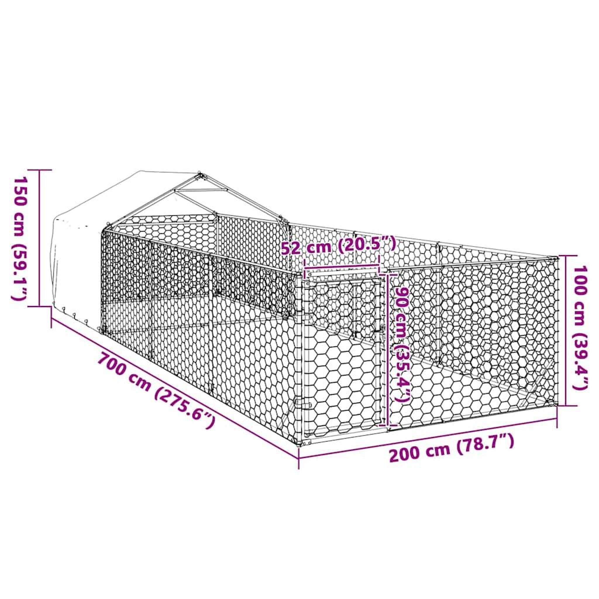 Voir la diapositive 6 : VIDAXL Niche d'exterieur pour chien enclos 7x2x1,5 m acier galvanise