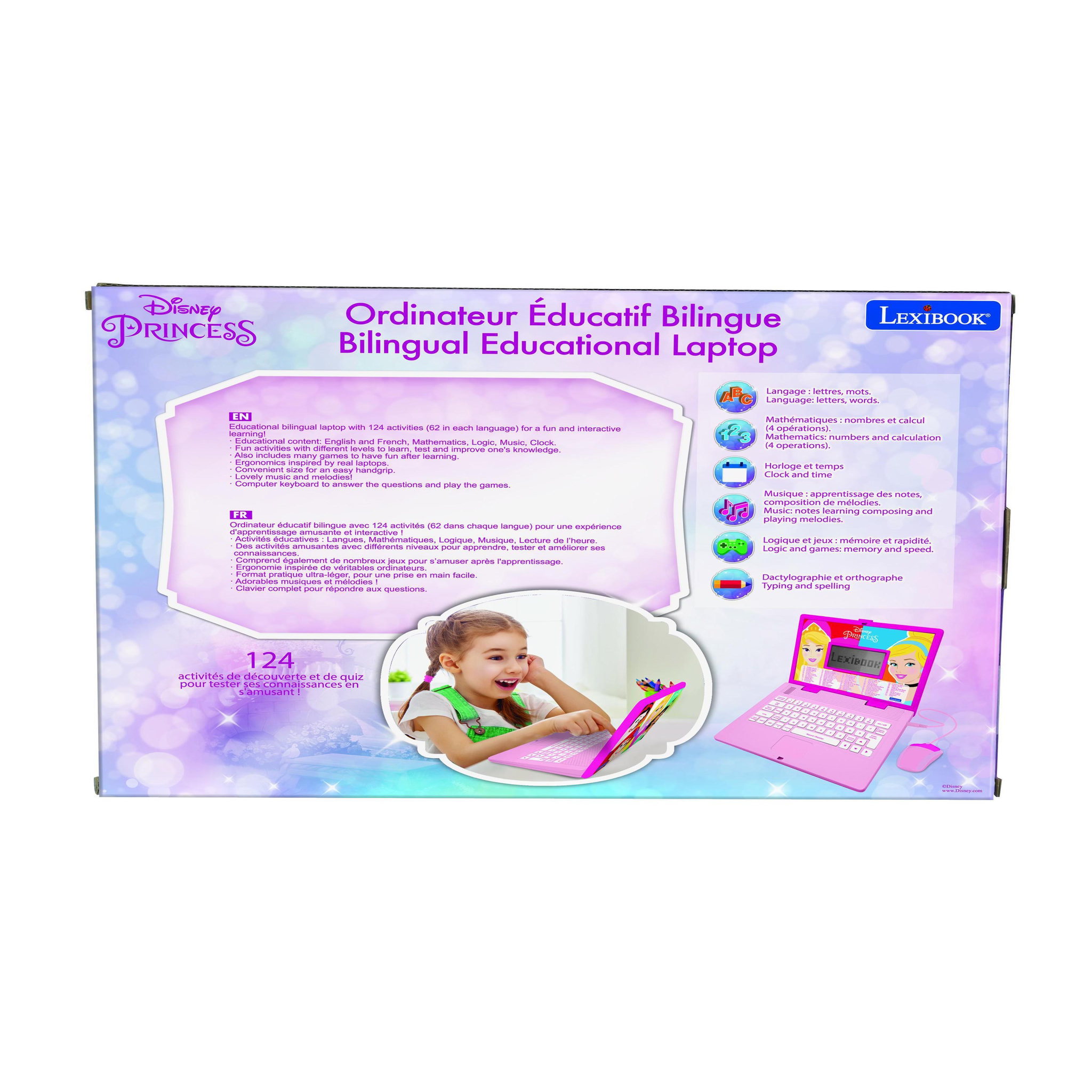 Voir la diapositive 4 : Lexibook Ordinateur portable éducatif bilingue Disney Princesse (FR/EN)