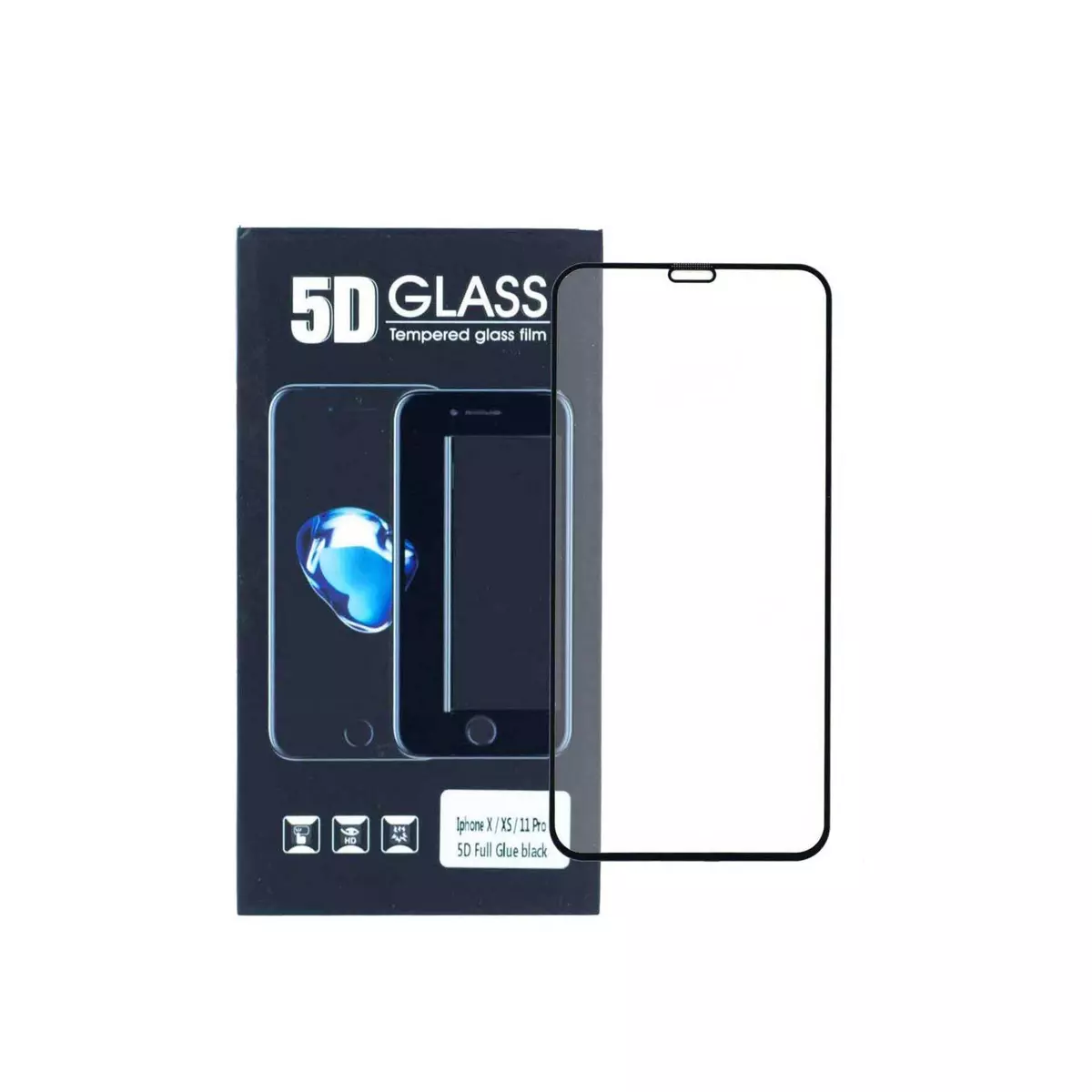amahousse Vitre iPhone X / XS bords noirs protection écran en verre trempé