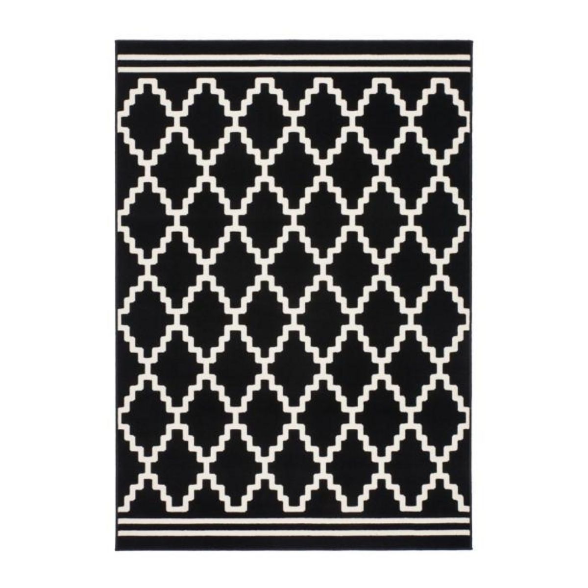 Paris Prix Tapis Imprimé Losange à Poils Courts  Lina  Noir