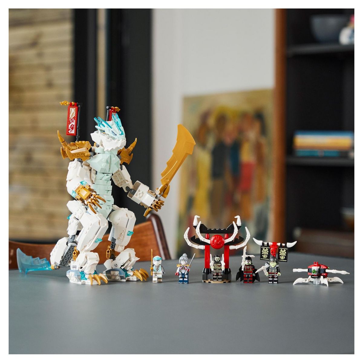 LEGO Ninjago 71786 La créature Dragon de glace de Zane, Jouet 2-en-1, Figurine de Dragon et Minifigurines