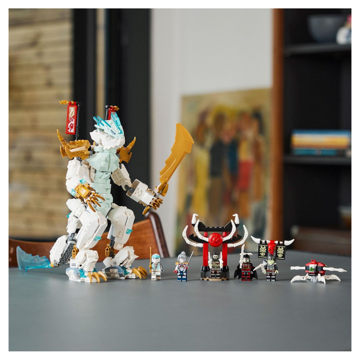 LEGO Ninjago 71786 La créature Dragon de glace de Zane, Jouet 2-en-1, Figurine de Dragon et Minifigurines