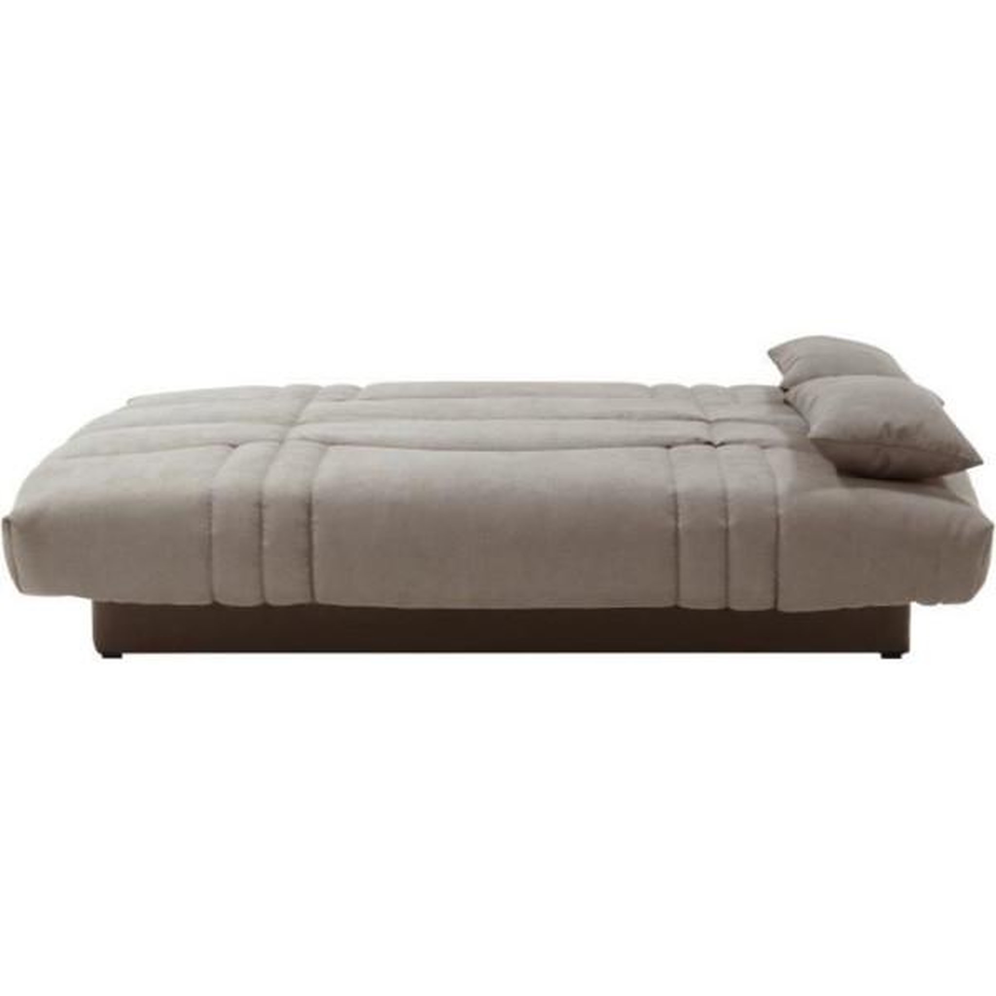 Voir la diapositive 4 : MARKET24 Clic clac 3 places THELMA - Tissu Soro taupe - Couchage 125x190 cm - L190 x P92 x H96 cm