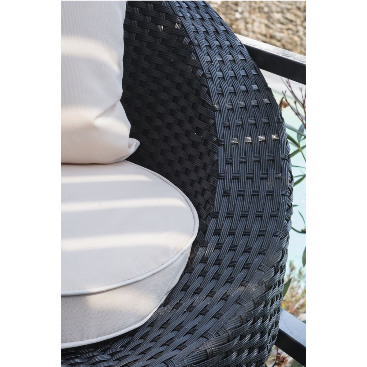 DCB GARDEN Salon bas de jardin - 2 places - Aluminium/résine tressée - Noir - TOTEM