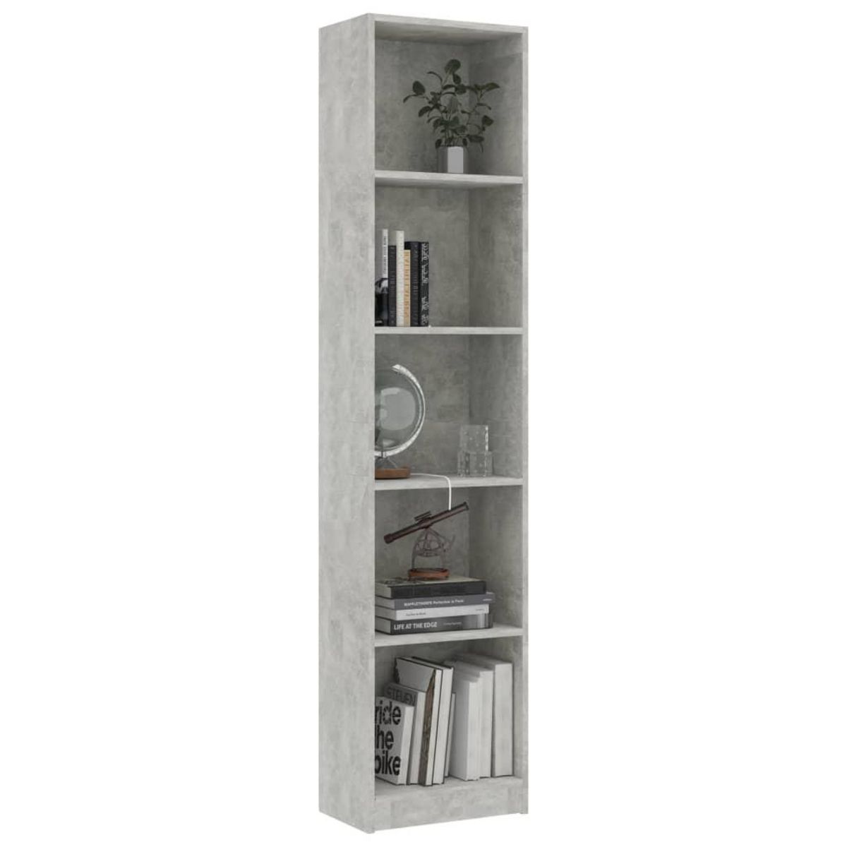 VIDAXL Bibliotheque a 5 niveaux Gris beton 40x24x175cm Bois ingenierie