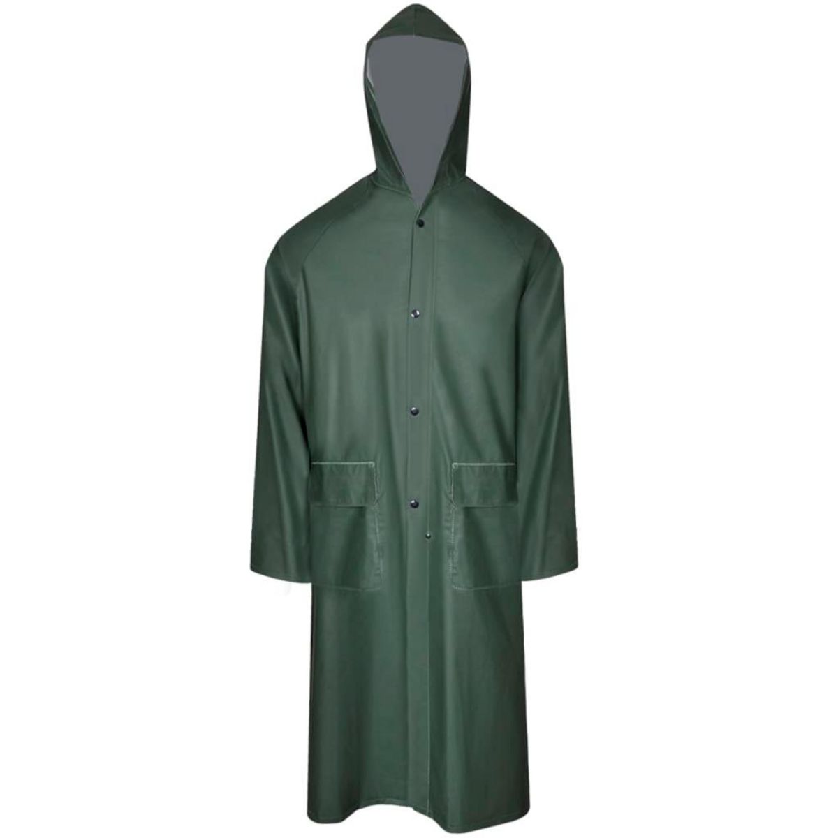 VIDAXL Manteau de pluie long impermeable resistant a capuche vert M