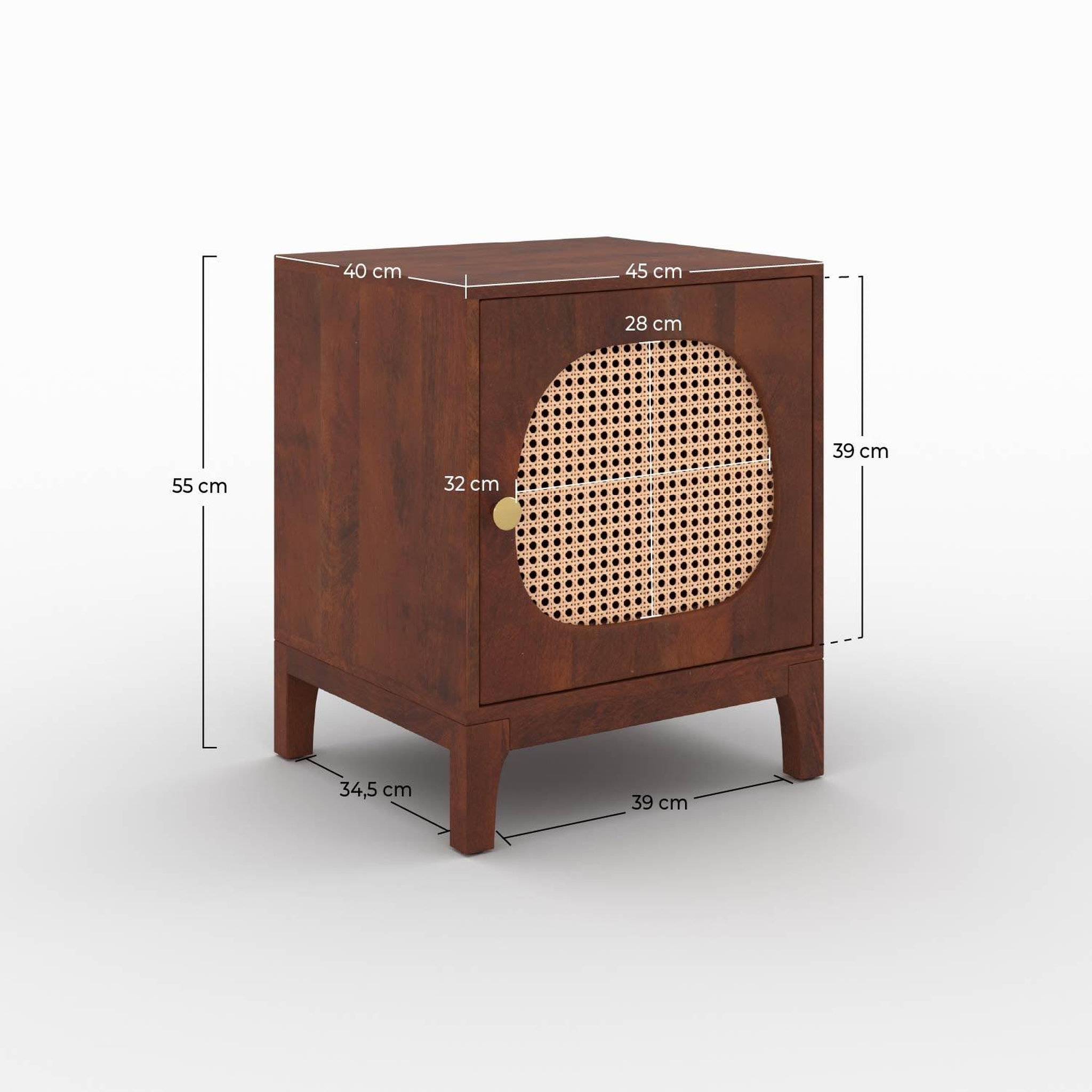 Voir la diapositive 4 : MAISON PAVANE Table de chevet en bois de manguier et cannage-lanka
