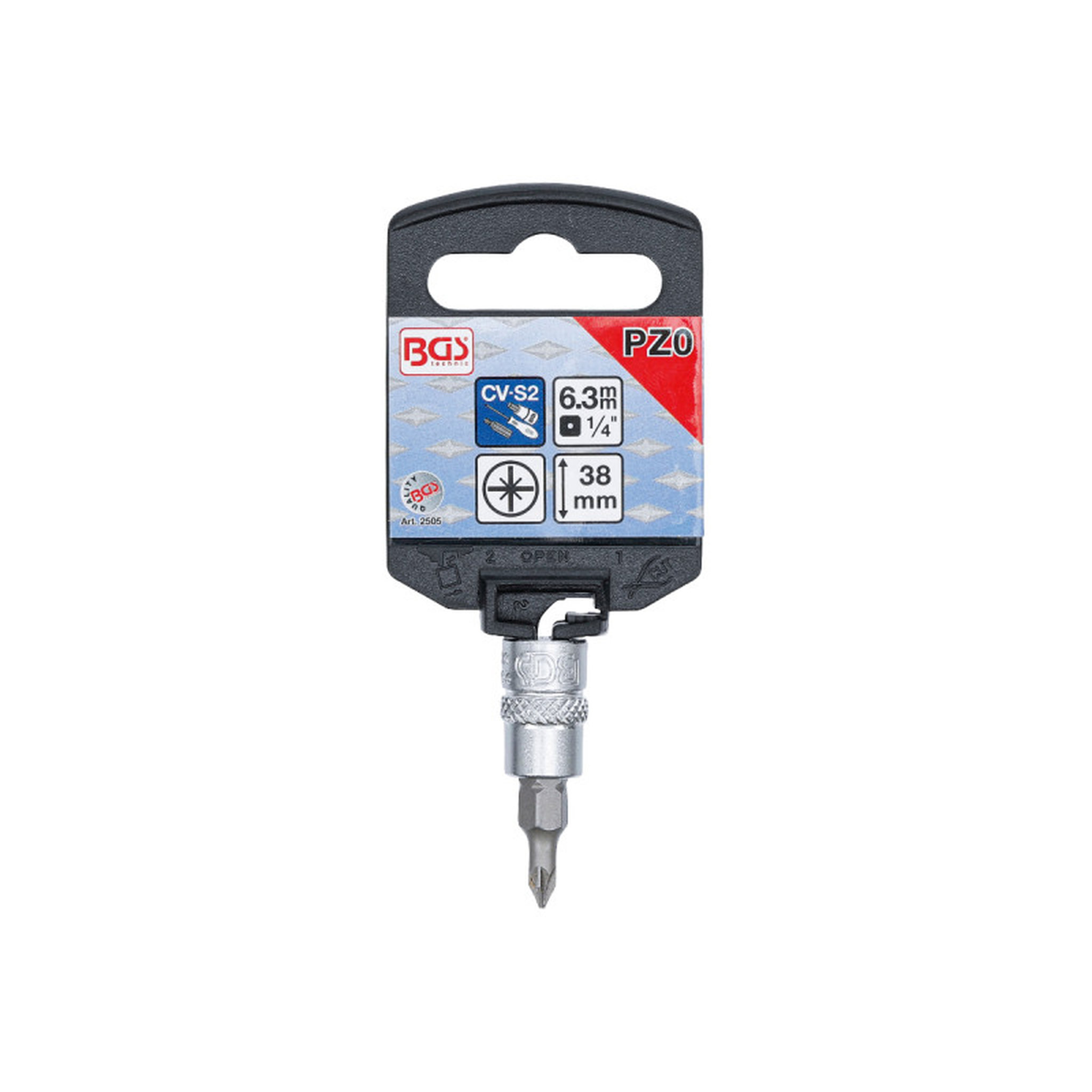 Voir la diapositive 2 :  Douille à embout BGS TECHNIC - 6,3 mm - Cruciforme PZ0 - 2505