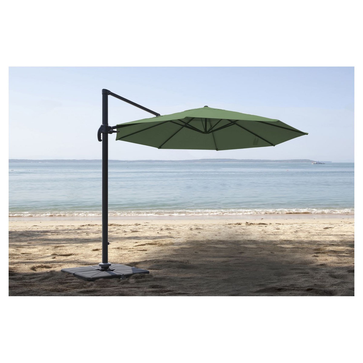 JARDILINE Parasol déporté rond - Aluminium et polyester - Kaki - D3m - TOBAGO ECO