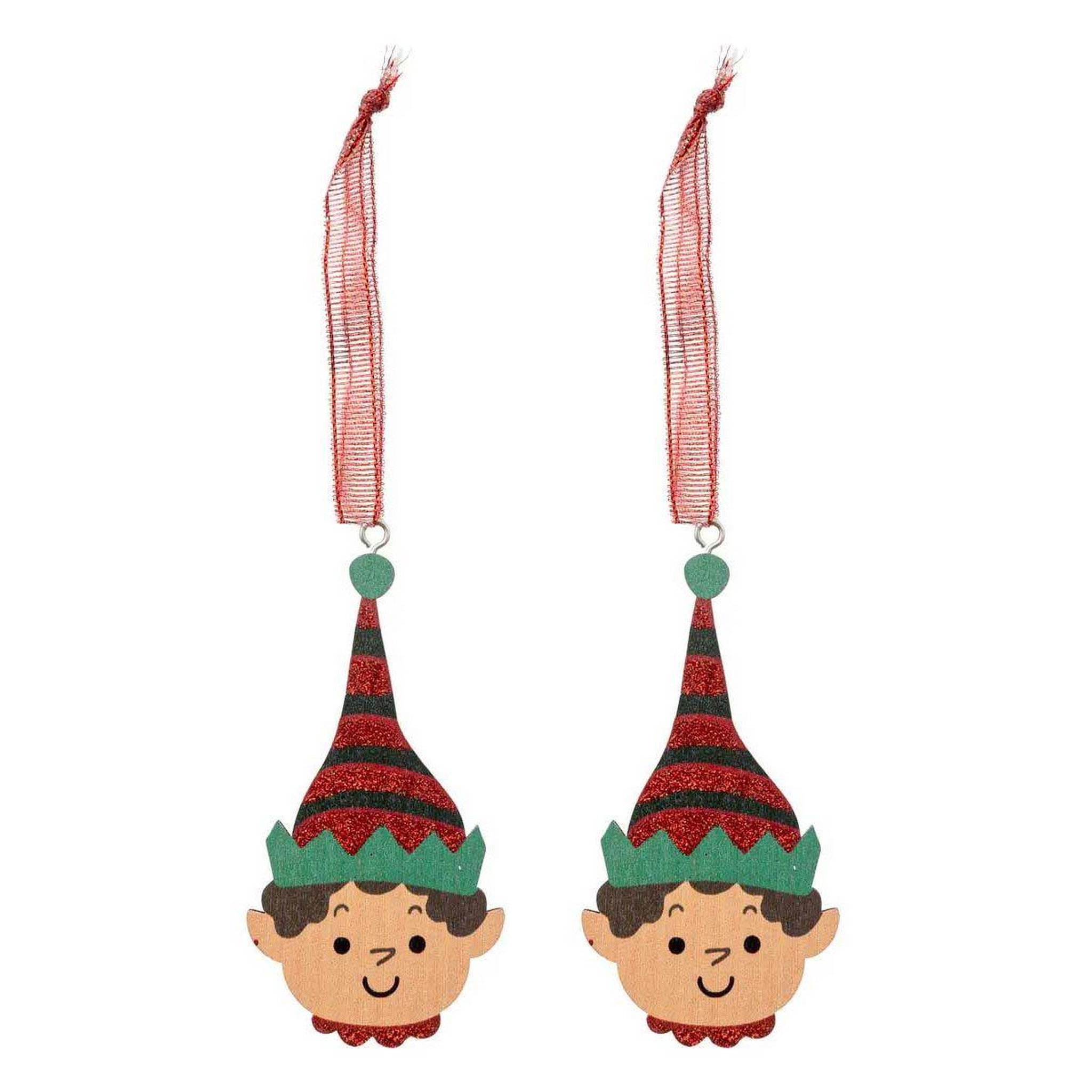 ATMOSPHERA Lot de 2 sujets de noël  tête de lutin  11cm multicolore