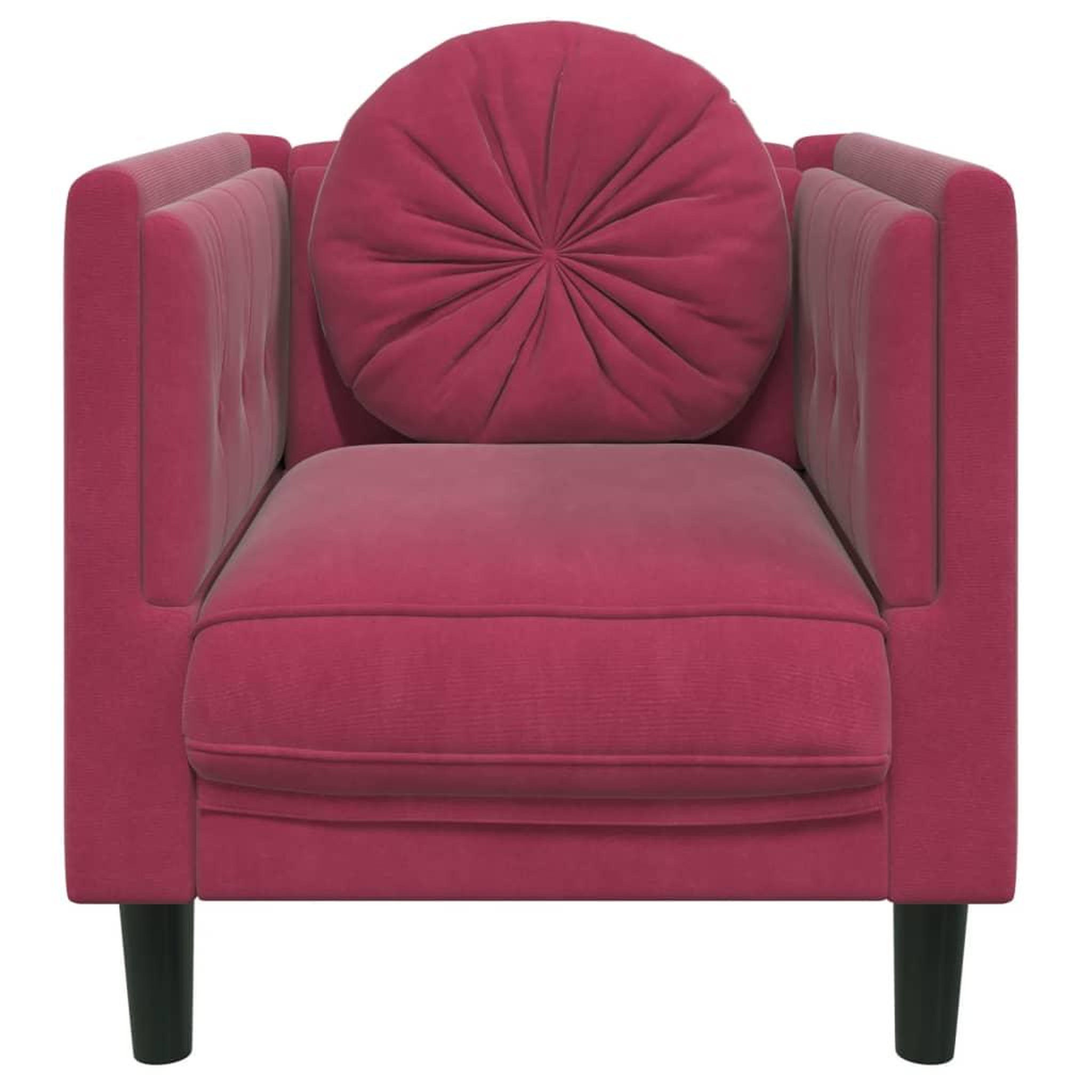 Voir la diapositive 4 : VIDAXL Fauteuil avec coussin rouge bordeaux velours