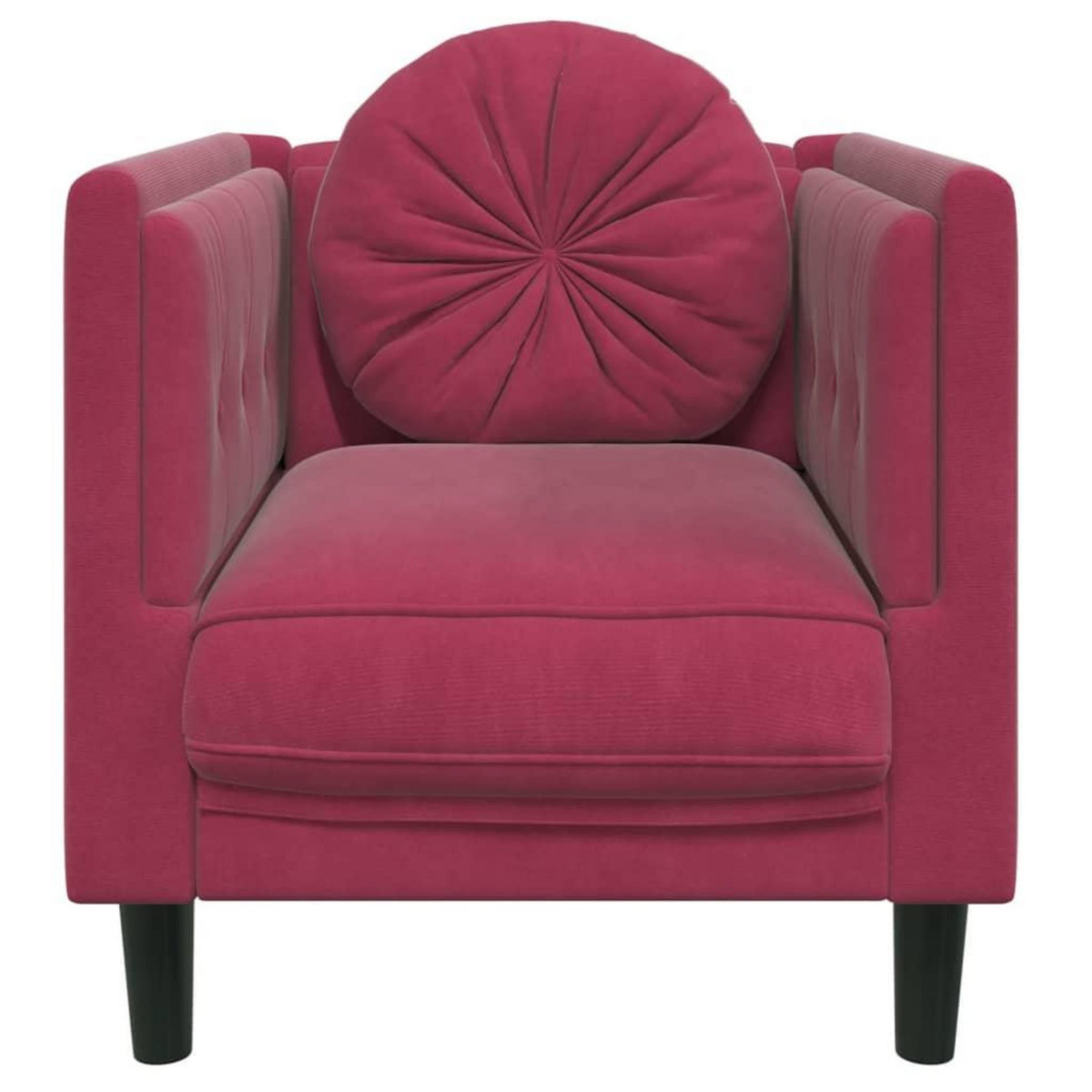VIDAXL Fauteuil avec coussin rouge bordeaux velours