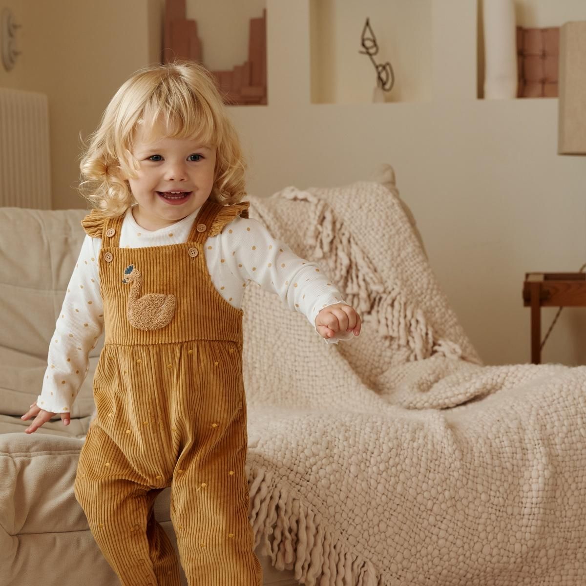 Petit Béguin Salopette bébé en velours côtelé Swan