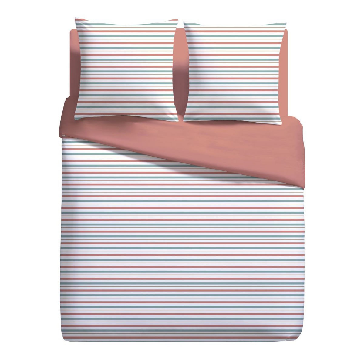 Parure housse de couette en microfibre motifs rayures DOBBY