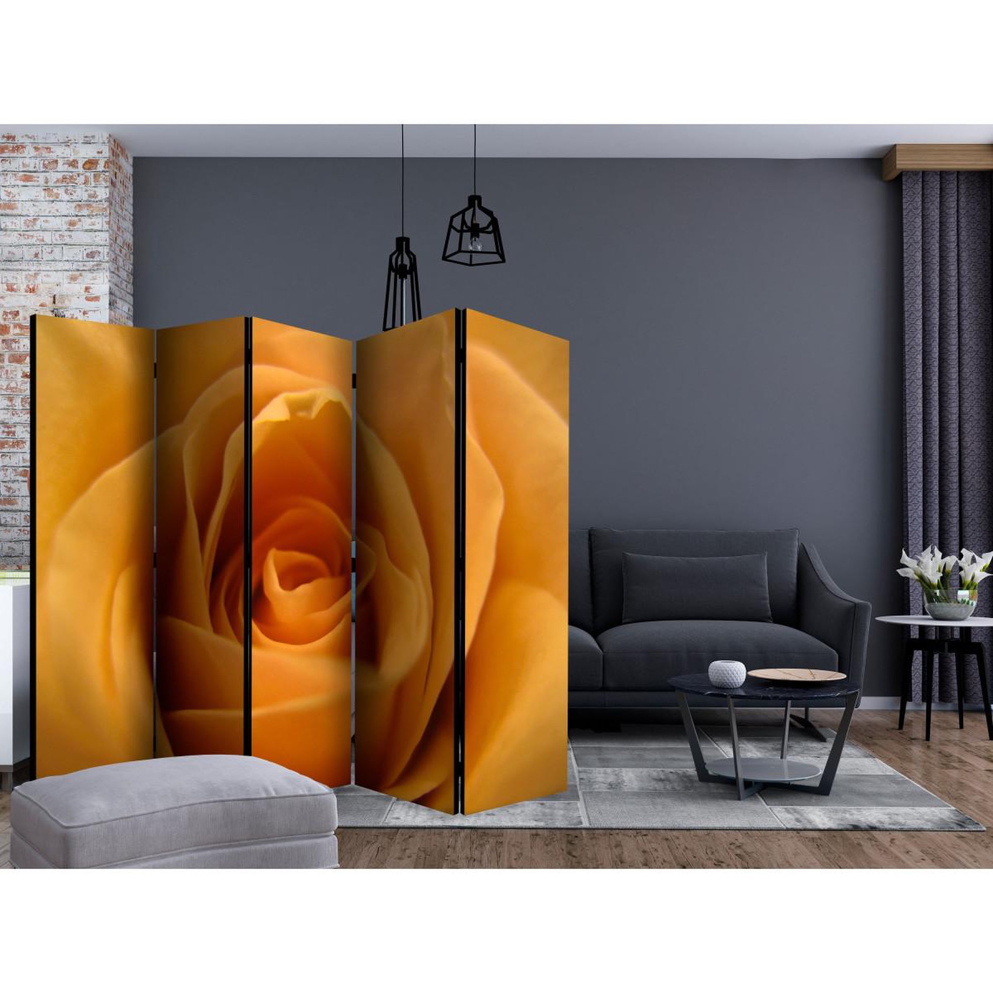 Voir la diapositive 2 : Paris Prix Paravent 5 volets  yellow rose – a symbol of friendship  172x225cm