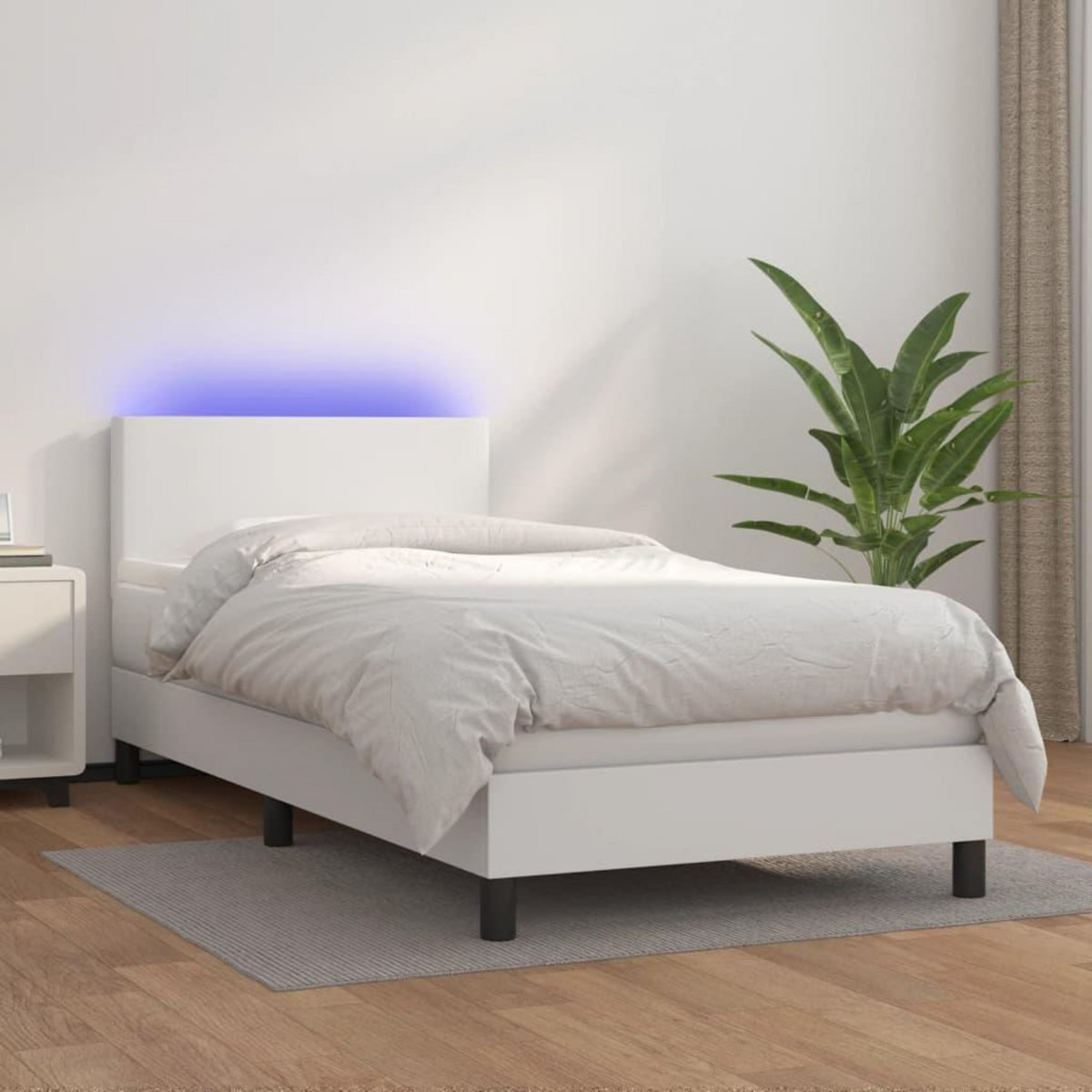 VIDAXL Sommier a lattes de lit avec matelas et LED Blanc 80x200cm