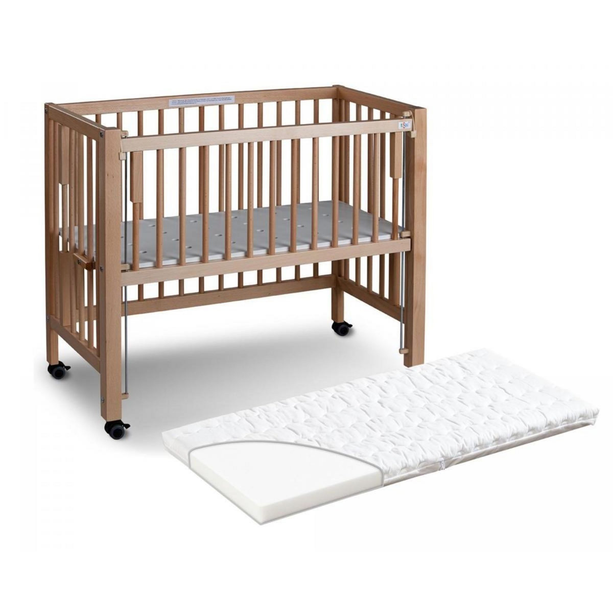 TISSI Lit bois naturel avec matelas 90x40