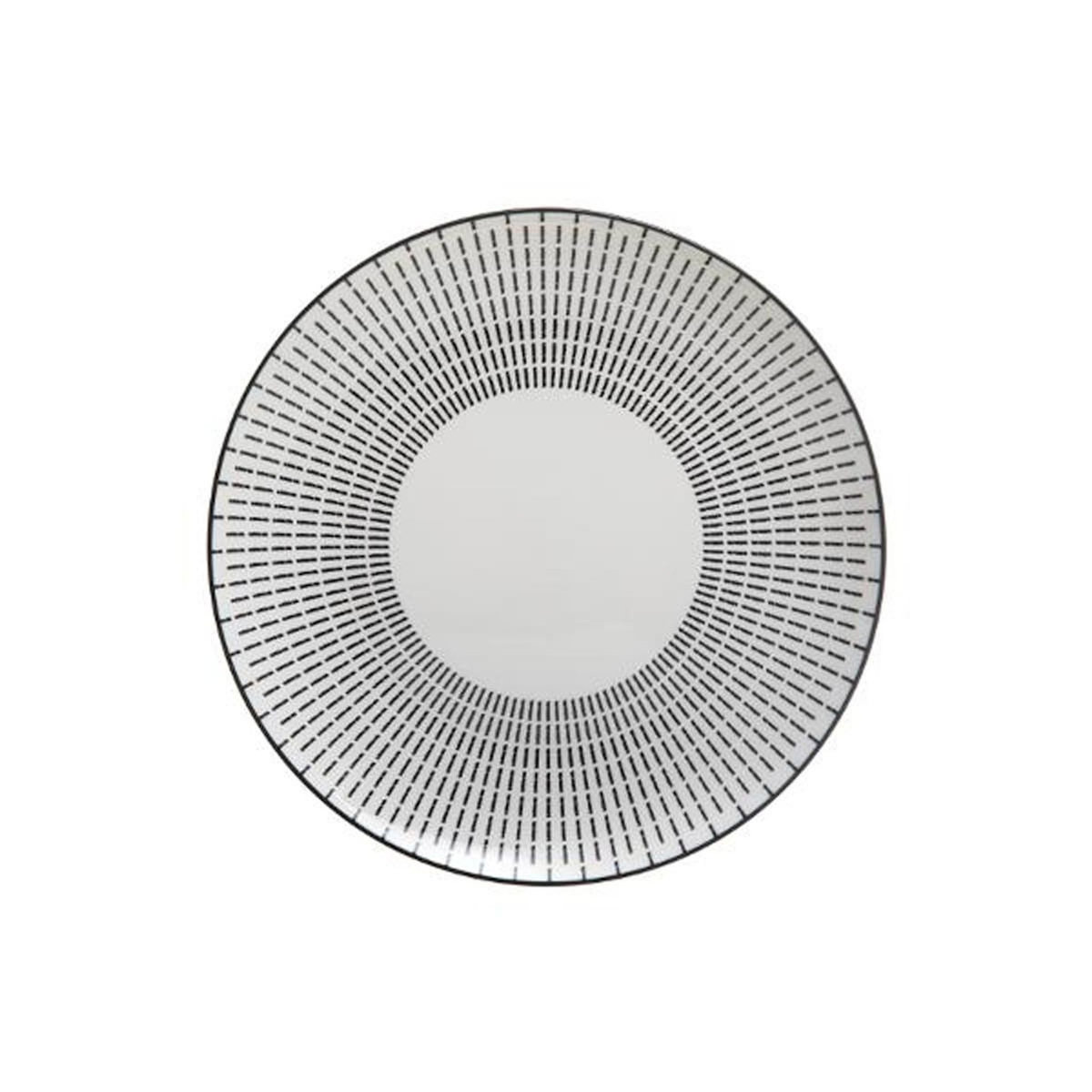 SECRET DE GOURMET Lot de 6 Assiettes Plates Porcelaine  Lunis  27cm Noir
