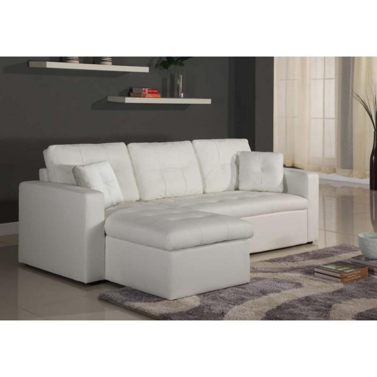 Paris Prix Canapé d'Angle Convertible  Corto  230cm Blanc