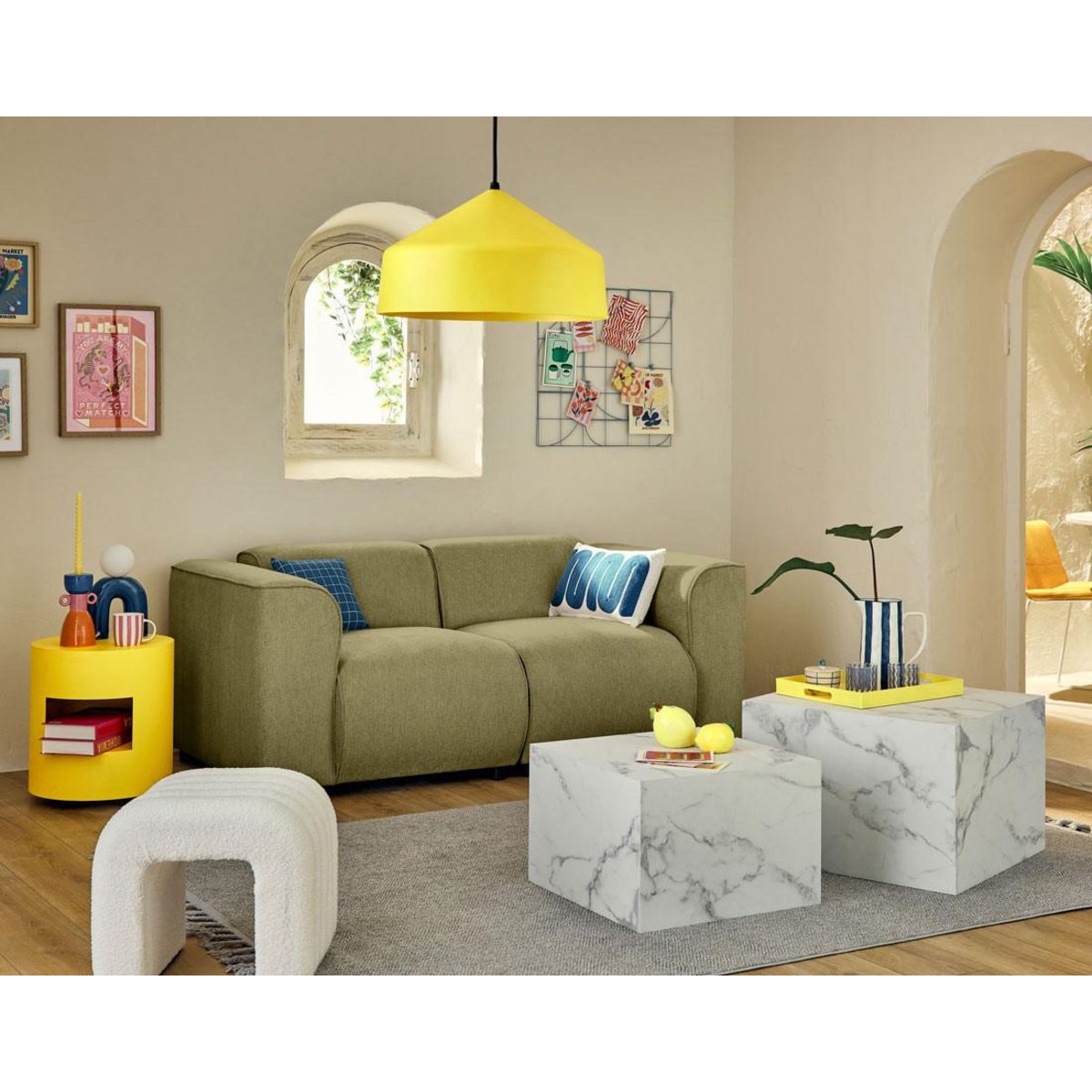 LISA DESIGN Suaro - module d'assise d'angle gauche en tissu texturé