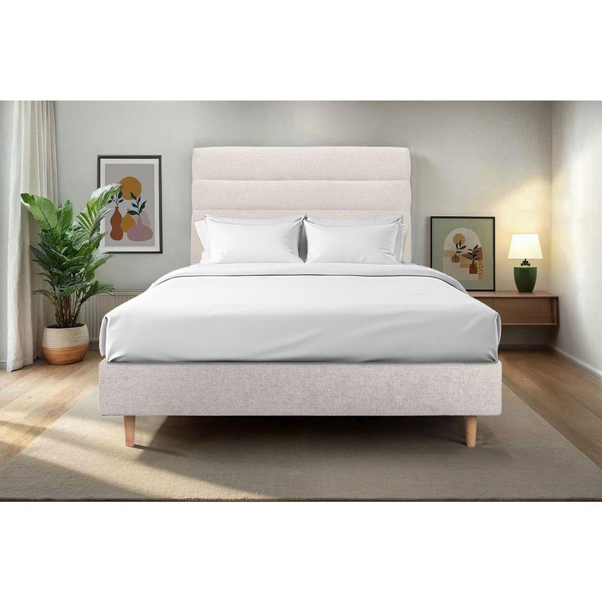 Sommeil de Plomb Tete de lit Lignes Tissu  - Ep 10 cm rembourré