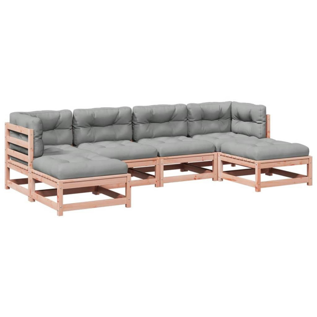 VIDAXL Salon de jardin 6 pcs et coussins bois massif sapin de douglas