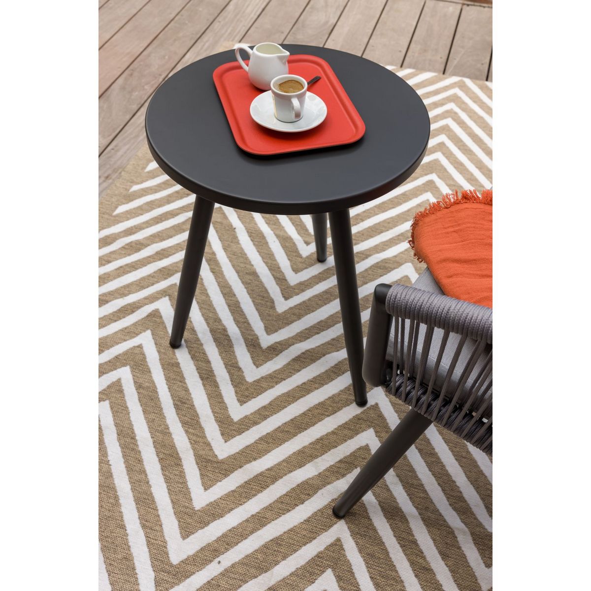 JARDILINE Salon bas de jardin - 2 places - Aluminium - Gris - AMORGOS