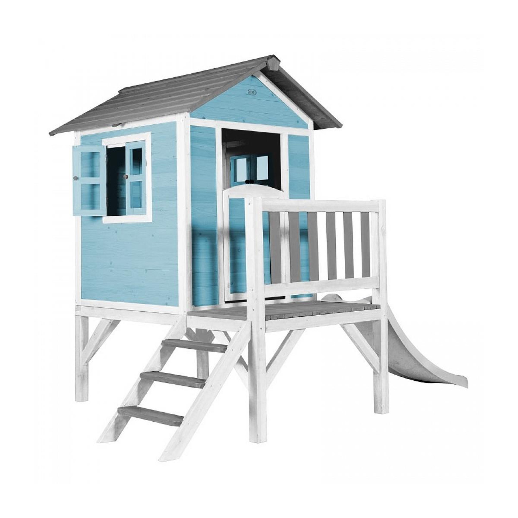 Voir la diapositive 2 : Axi House AXI Maisonnette Lodge XL en bois Bleue toboggan Blanc