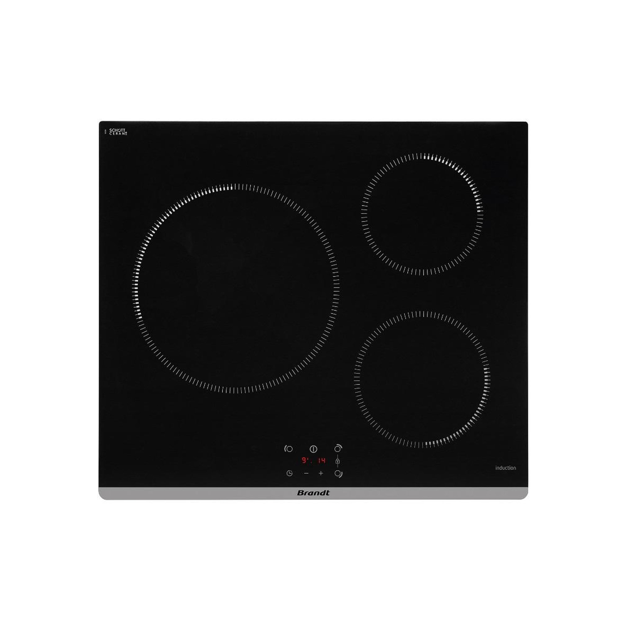 BRANDT Table de cuisson à induction 60cm 3 foyers 7200w - bpi6364b