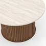 Voir la diapositive 5 : ID MARKET Table basse ronde JULIETTE 70 cm lattes effet noyer et plateau travertin