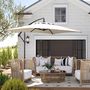 Voir la diapositive 4 : OUTSUNNY Parasol déporté rectangulaire dim. 294L x 193l x 250H cm pied en croix crème