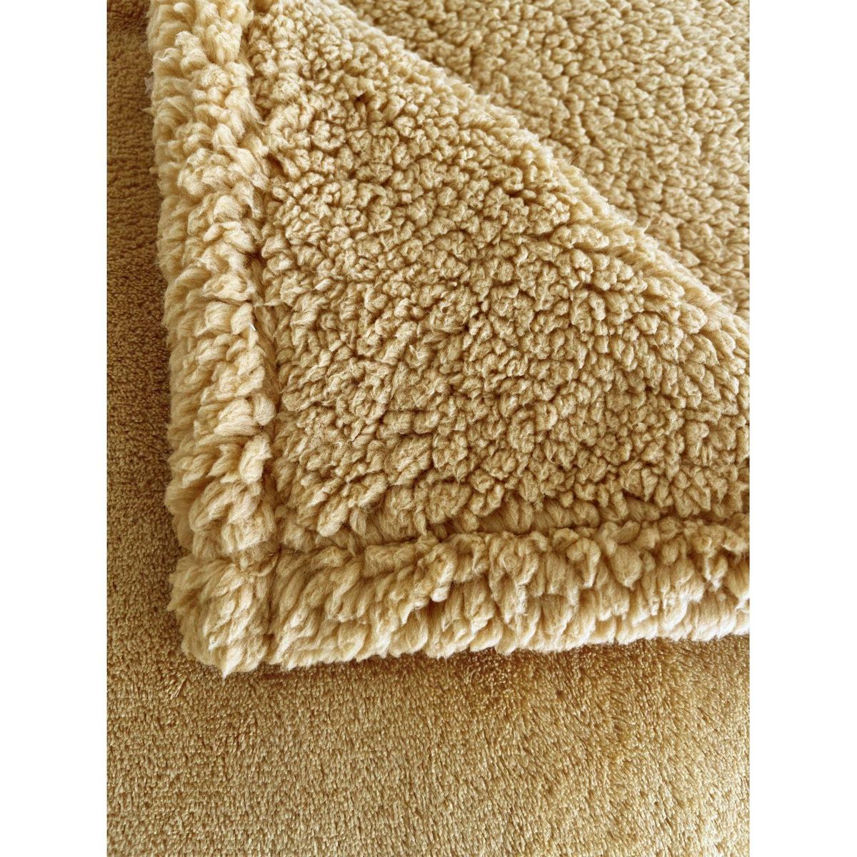 ACTUEL Plaid uni double face corral/sherpa 