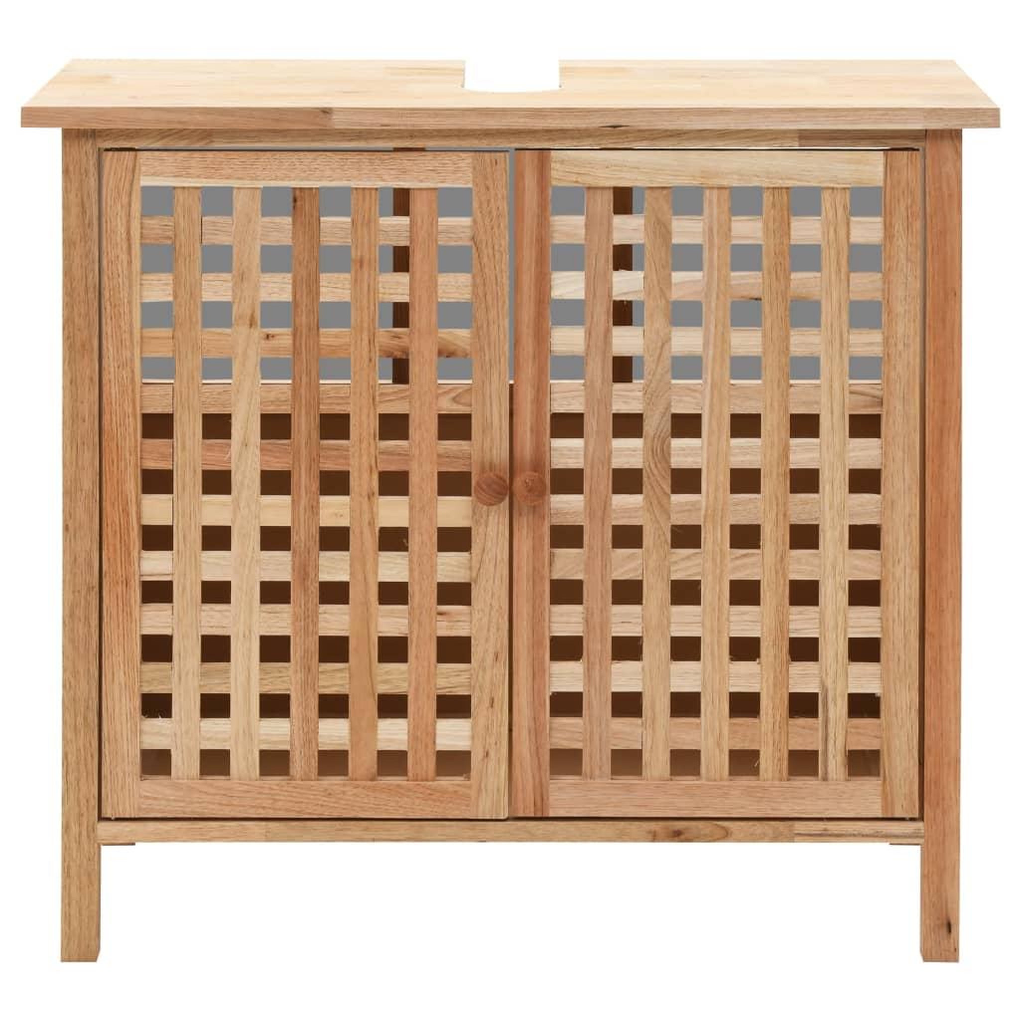 Voir la diapositive 3 : VIDAXL Armoire pour lavabo avec miroir bois de noyer massif