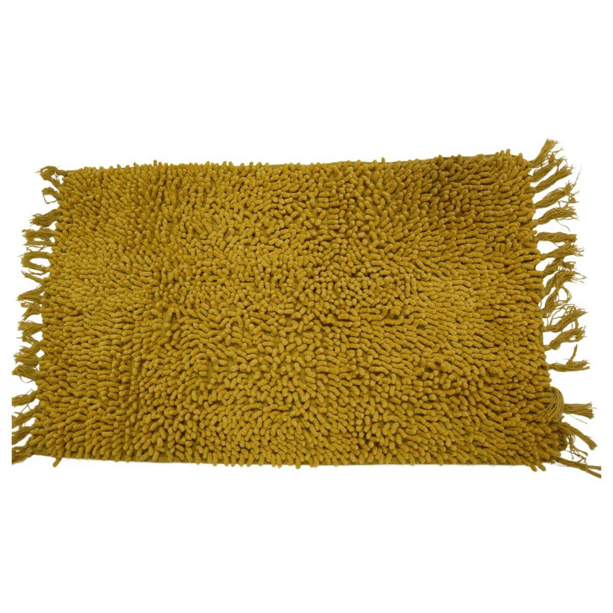 Voir la diapositive 1 : GUY LEVASSEUR Tapis de bain en coton uni à franges 50x70cm