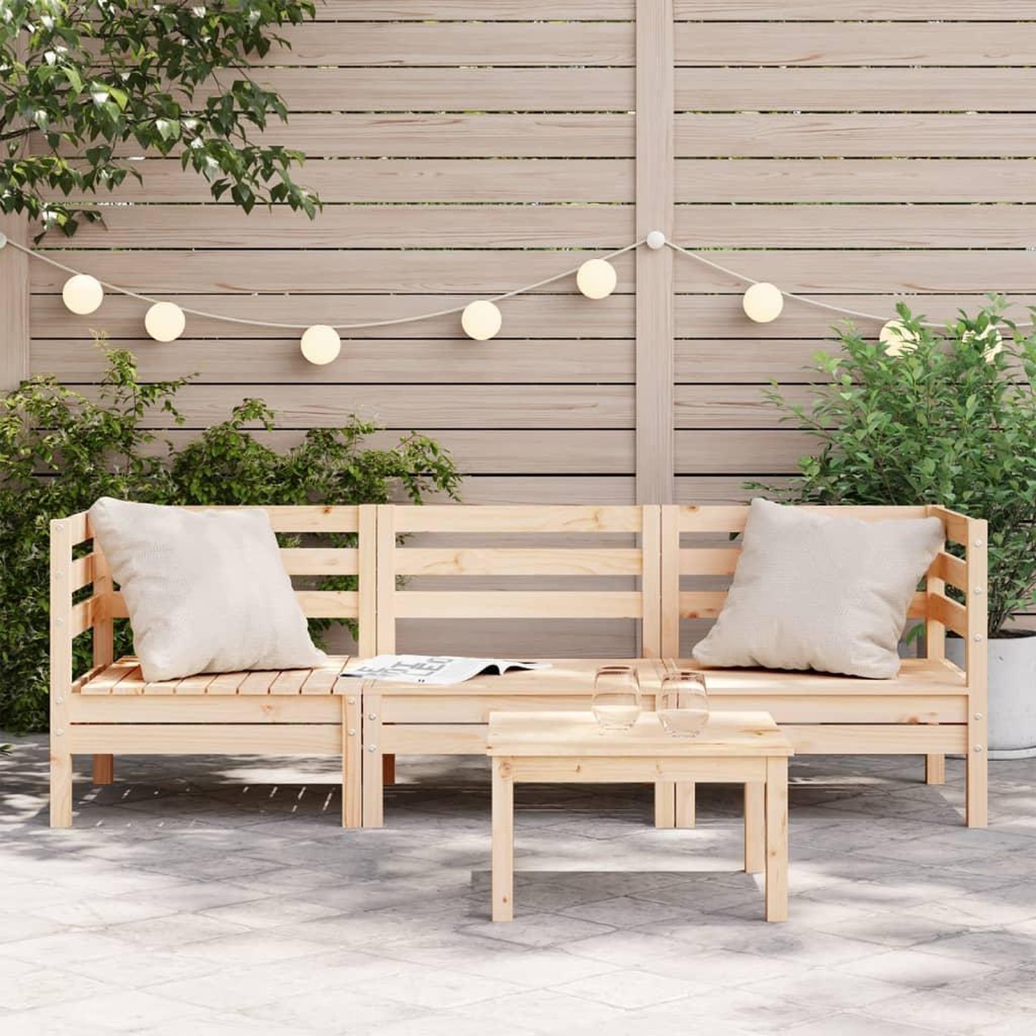 Voir la diapositive 3 : VIDAXL Canape de jardin 3 places bois de pin massif