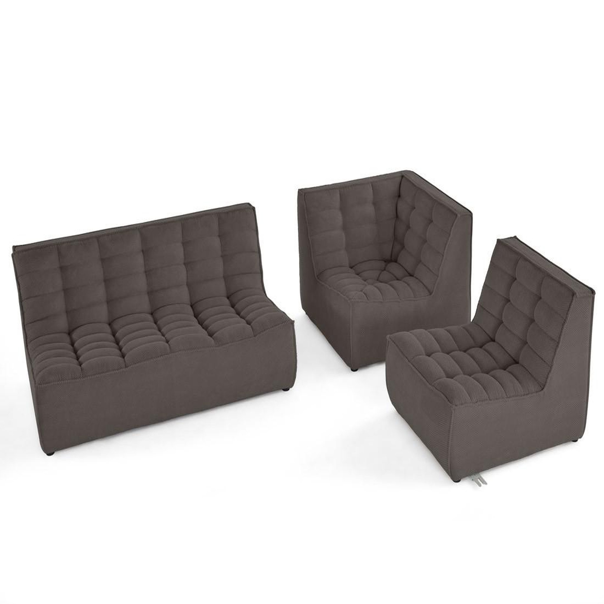 Voir la diapositive 2 : LISA DESIGN Ellie - canapé modulable d'angle réversible 4 places en velours texturé