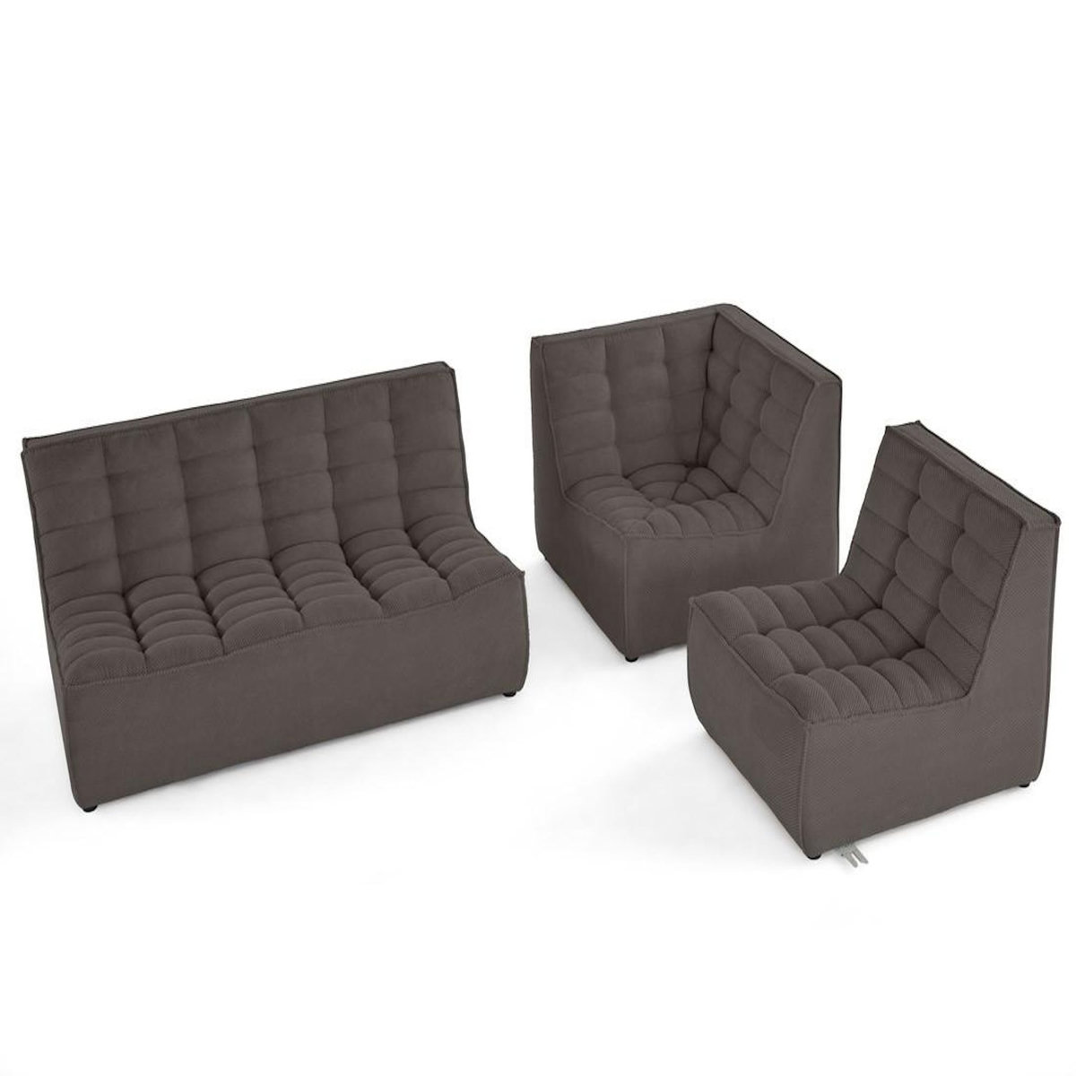 LISA DESIGN Ellie - canapé modulable d'angle réversible 4 places en velours texturé