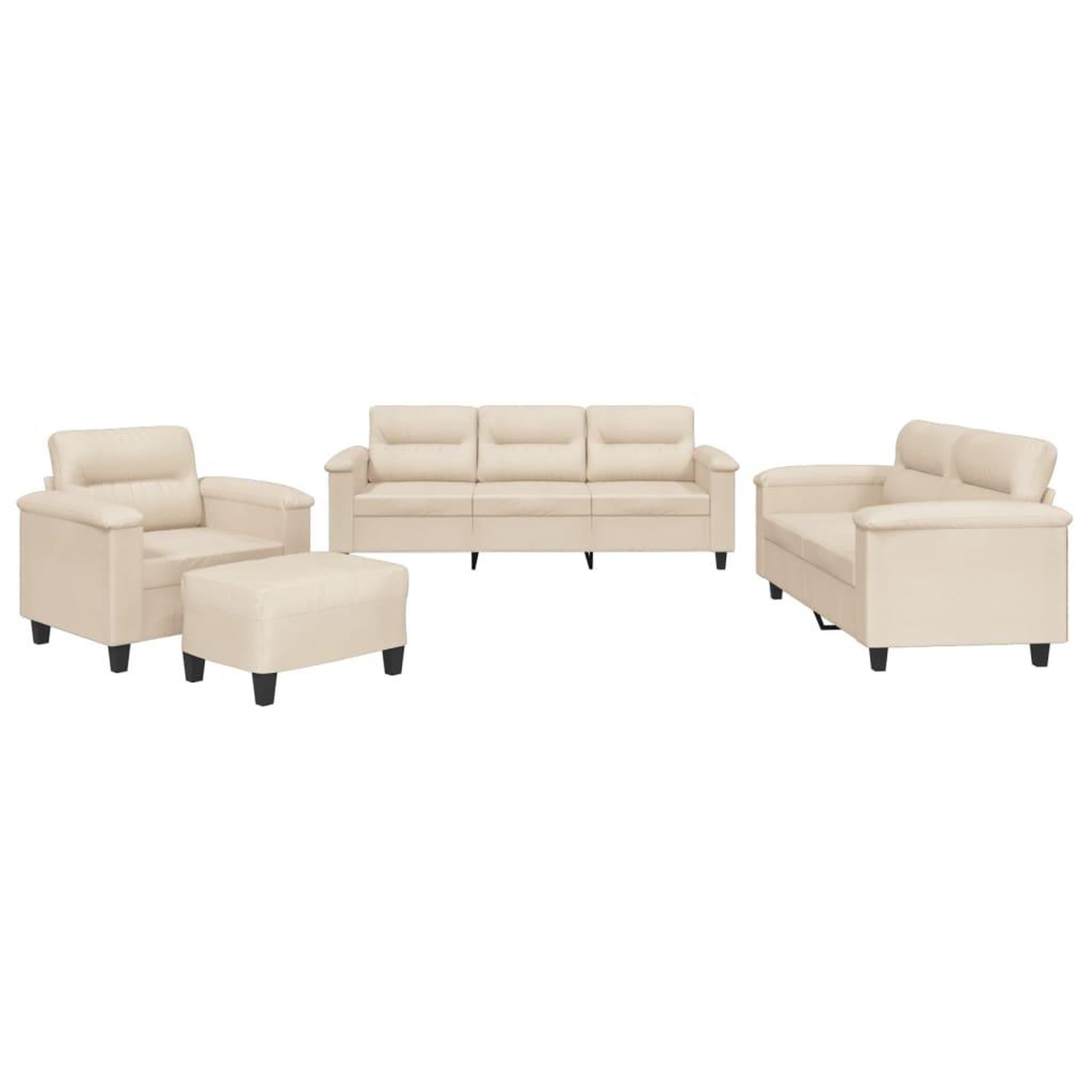 Voir la diapositive 2 : VIDAXL Ensemble de canapes 4 pcs avec coussins beige tissu microfibre