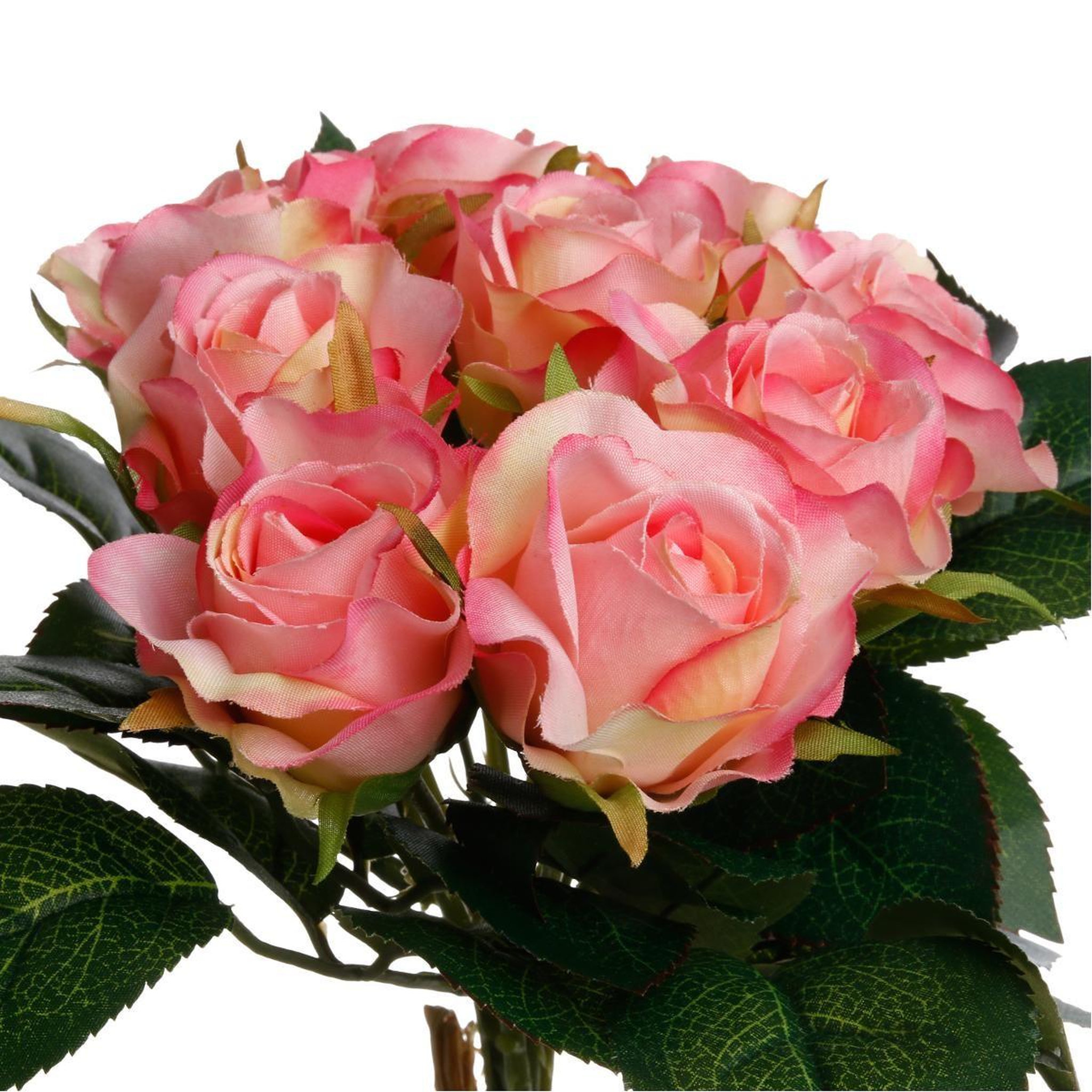 Voir la diapositive 2 : ATMOSPHERA Bouquet de fleurs  9 roses  25cm rose