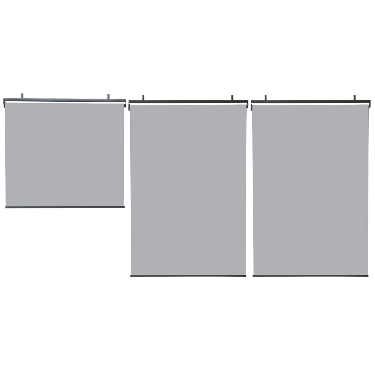 ID MARKET Lot de 3 stores enrouleurs L.124 x H. 225 CM pour pergola gris clair
