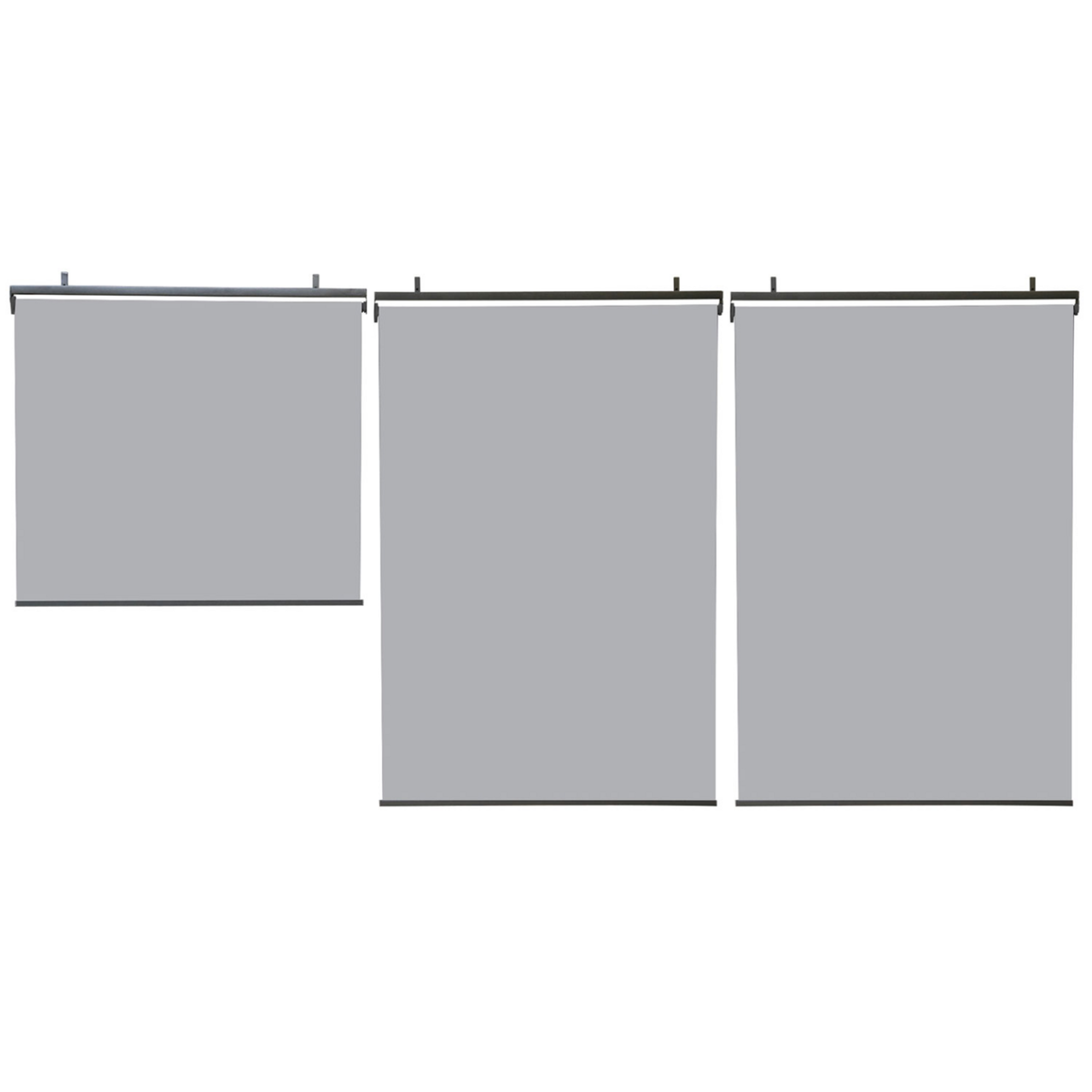 ID MARKET Lot de 3 stores enrouleurs L.124 x H. 225 CM pour pergola gris clair