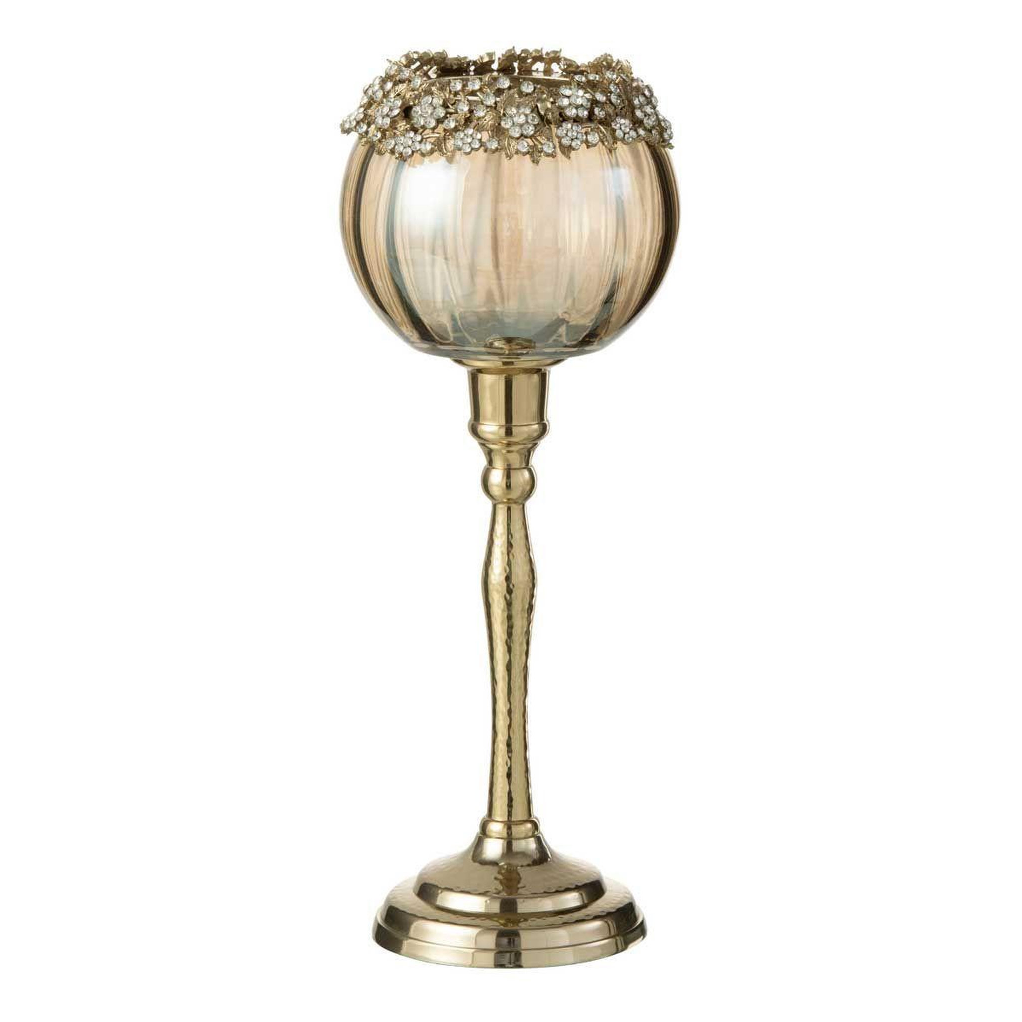 Voir la diapositive 1 : J-LINE Photophore sur pied design  vallee  33cm bronze